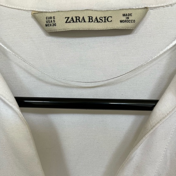 Zara button up blouse with tweed detail, White,Size S - Picture 7 of 8